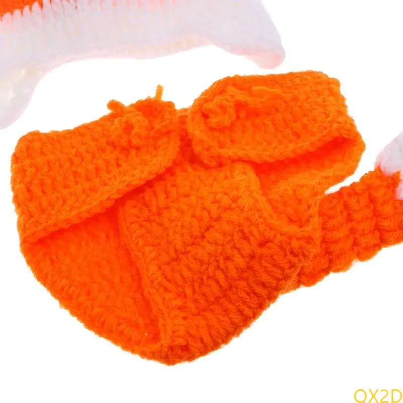 Tangerine Knit Outfits for Baby Boys Girls Photography Outfits Ear Eye