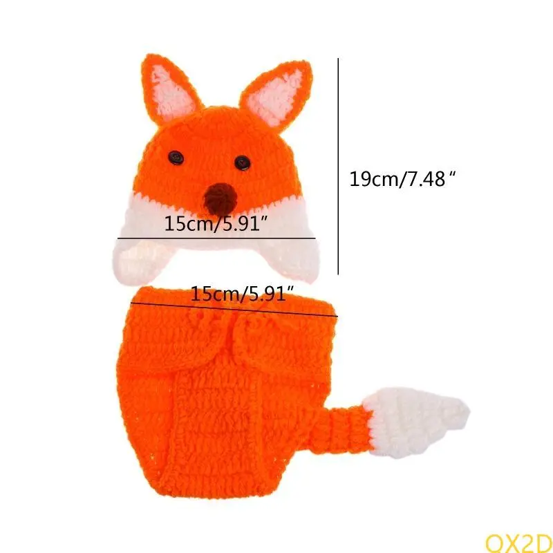 Tangerine Knit Outfits for Baby Boys Girls Photography Outfits Ear Eye