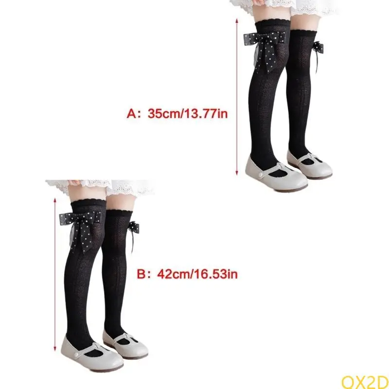 Infants Delicate Lace Bowknot Socks Knee Length Socks Breathable Mesh Design