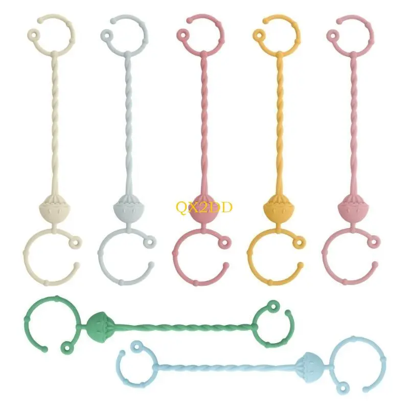 QX2D Teething Toy Safety Chain, Soft Stretchable Silicone Pacifier Lanyard Adjustable