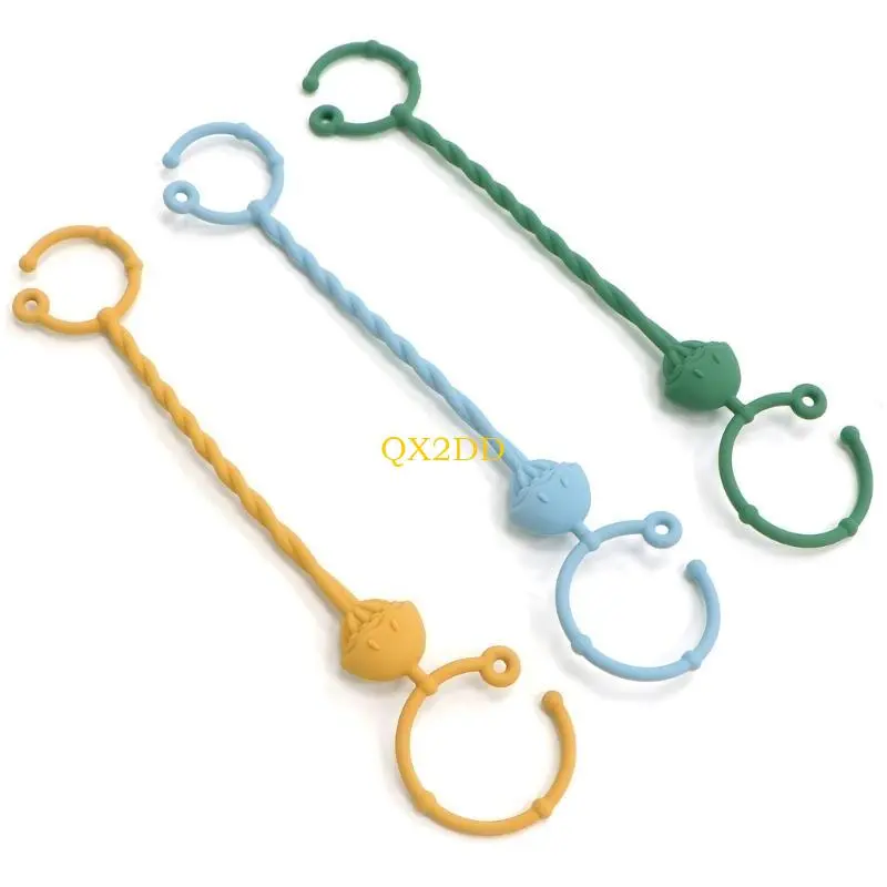 QX2D Teething Toy Safety Chain, Soft Stretchable Silicone Pacifier Lanyard Adjustable