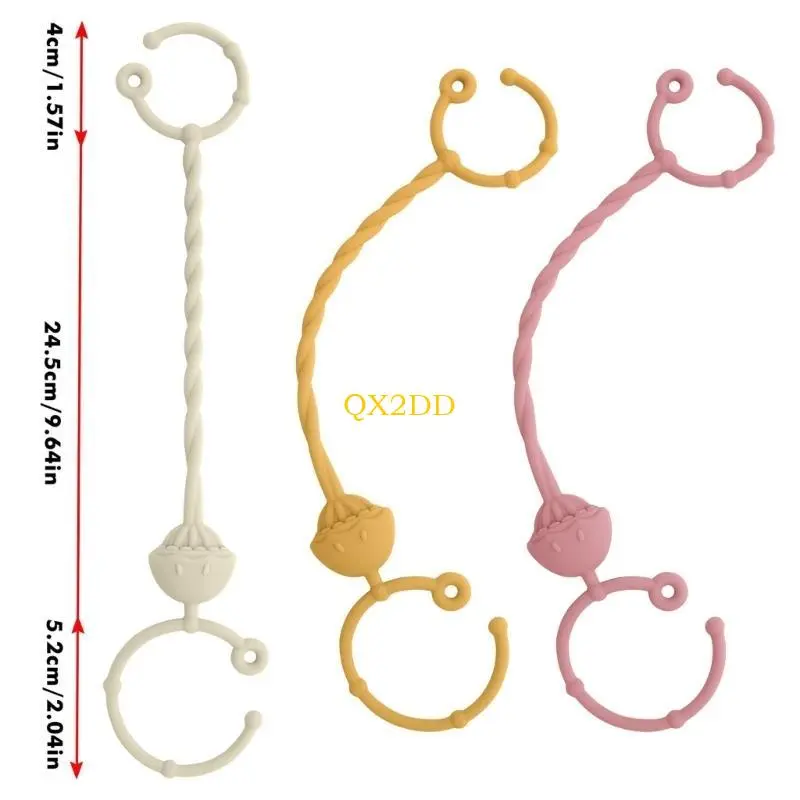 QX2D Teething Toy Safety Chain, Soft Stretchable Silicone Pacifier Lanyard Adjustable