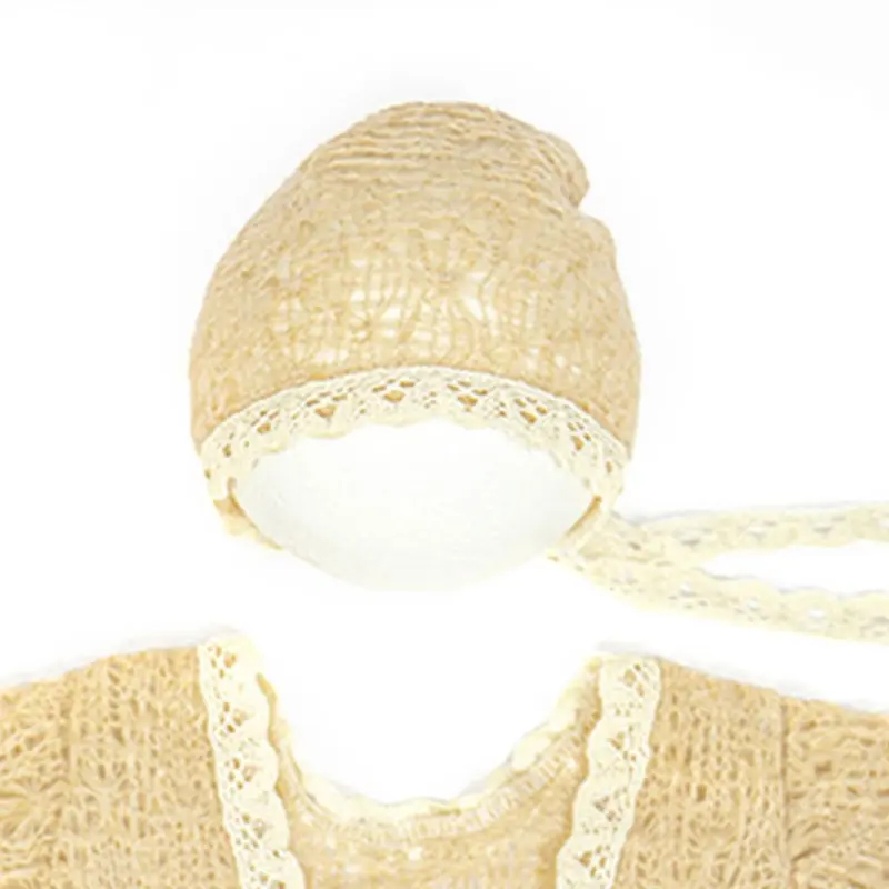 Knitting Mohair Photography Props Baby  Outfits with Headwear Romper Skin-Friendly Dress for Newborns 2Pieces Dropshipping