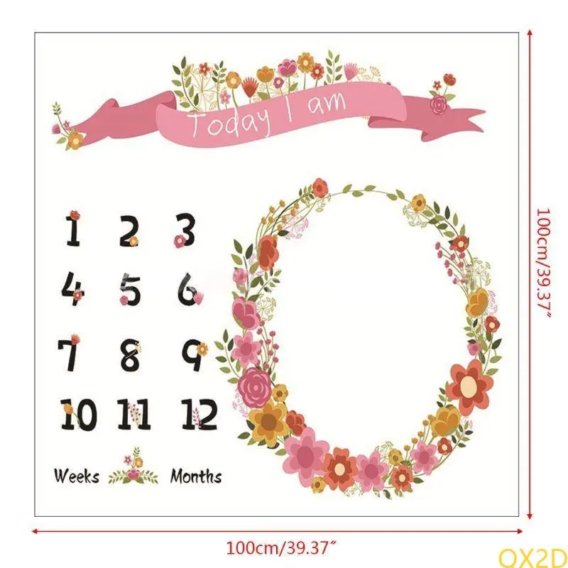 QX2D Baby Photo Props Cartoon Wreath Toddler Memorial Monthly Background Cloth