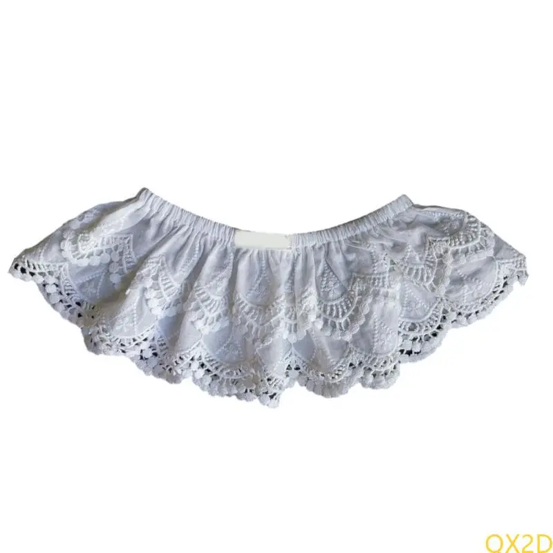 QX2D White Baby Skirt with Multi Layered Detailing Kids Butt Curtain for Everyday