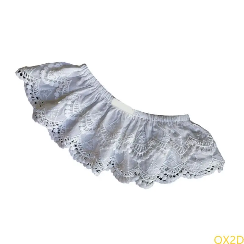 QX2D White Baby Skirt with Multi Layered Detailing Kids Butt Curtain for Everyday