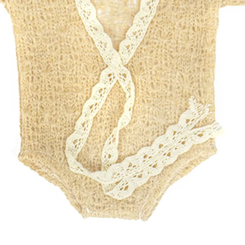 Knitting Mohair Photography Props Baby  Outfits with Headwear Romper Skin-Friendly Dress for Newborns 2Pieces Dropshipping