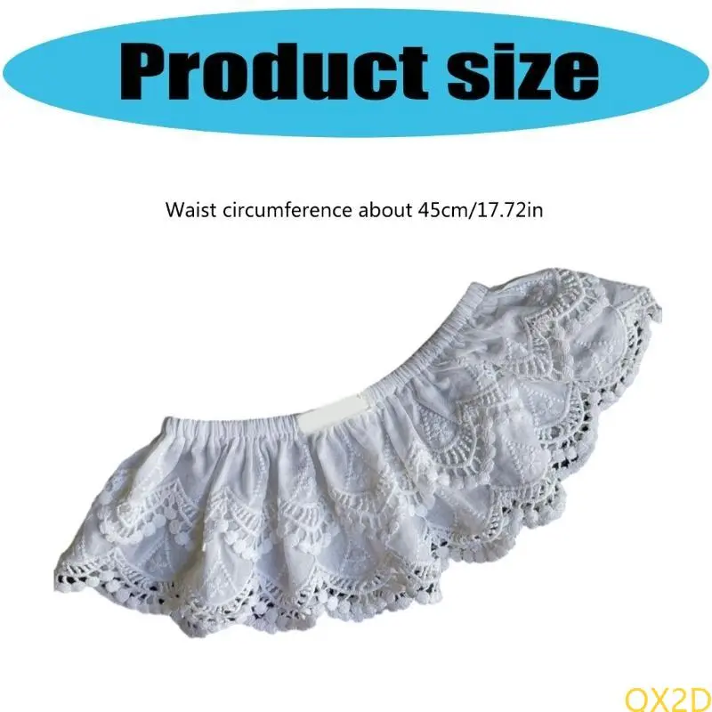 QX2D White Baby Skirt with Multi Layered Detailing Kids Butt Curtain for Everyday