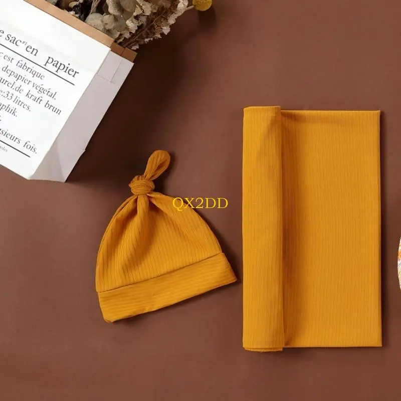 Newborn Baby Cotton Towel with Headband Hat 2pcs/set