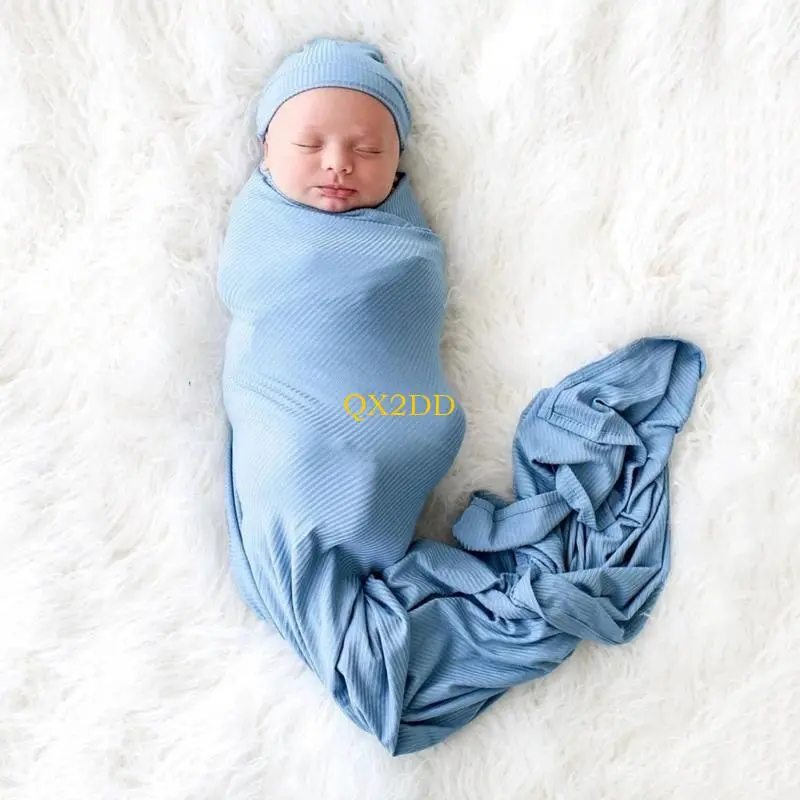 Newborn Baby Cotton Towel with Headband Hat 2pcs/set