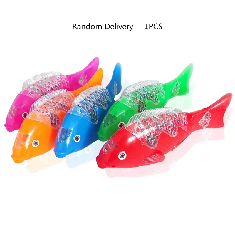 Glow Swing Fish LED Electric Fish for Toddler Girls Boys w/ Music LED Flashing Light Outdoor Festival Flea Market Supply