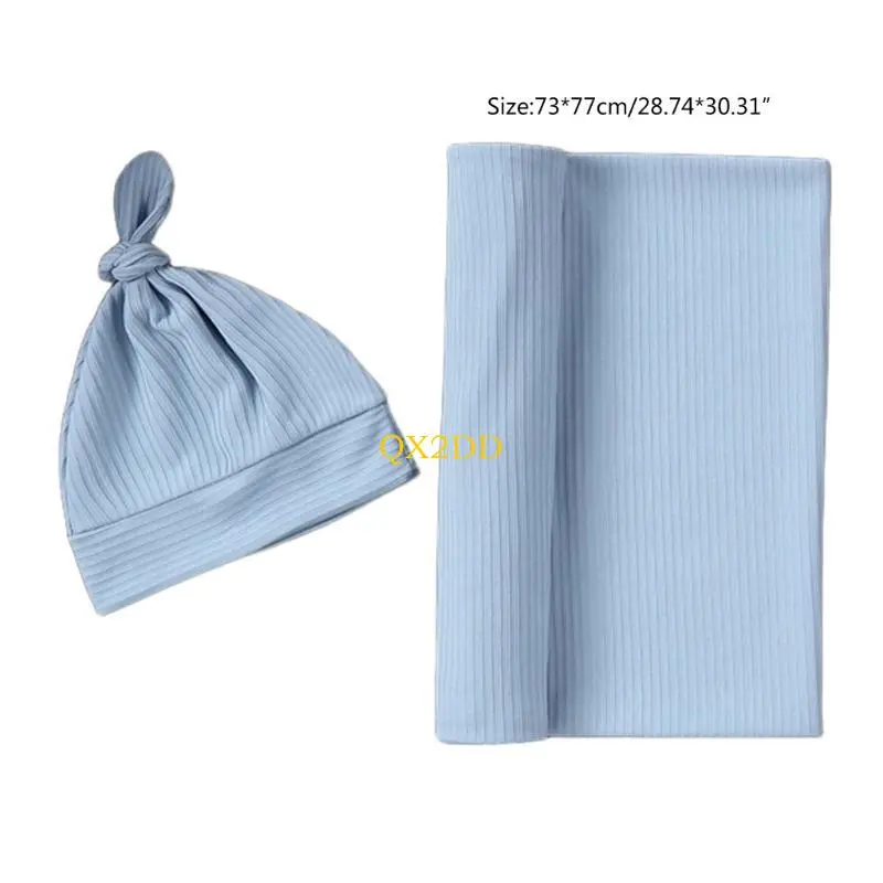 Newborn Baby Cotton Towel with Headband Hat 2pcs/set