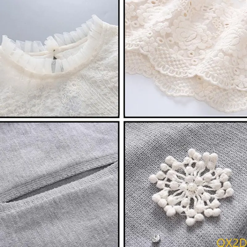 QX2D Elegant Lace Skirt For Girls Soft Fart Curtain with Embroidered Floral Design
