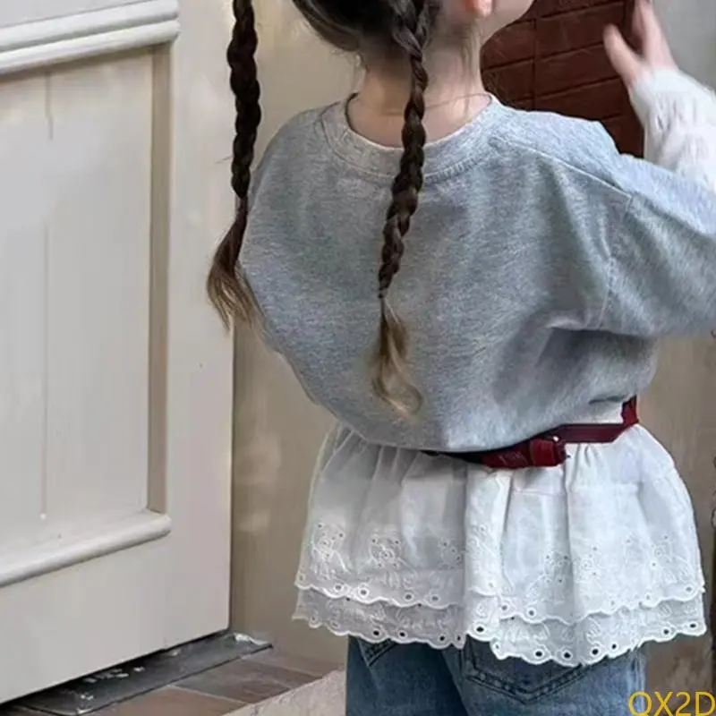 2025 Children's Little Fart Curtain Girls Layering Small Skirt Double-Layer Lovely Lace Trimmed Skirt Comfortable