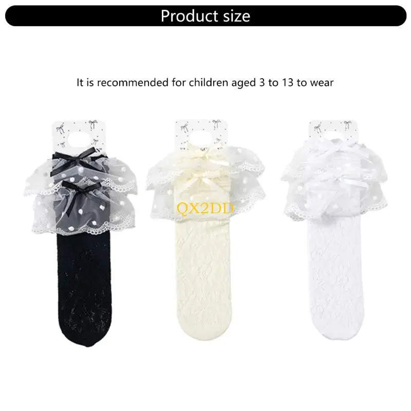 QX2D Sweet Dance Socks with Breathable Fabric Detail, Bowknot Detailing