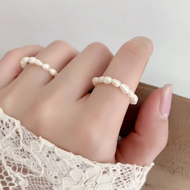 Freshwater Pearl Ring Fashion Exquisite Star Love Heart Pearl Rings for Women Wedding Party Jewelry Sweet Accessories Girls Gift