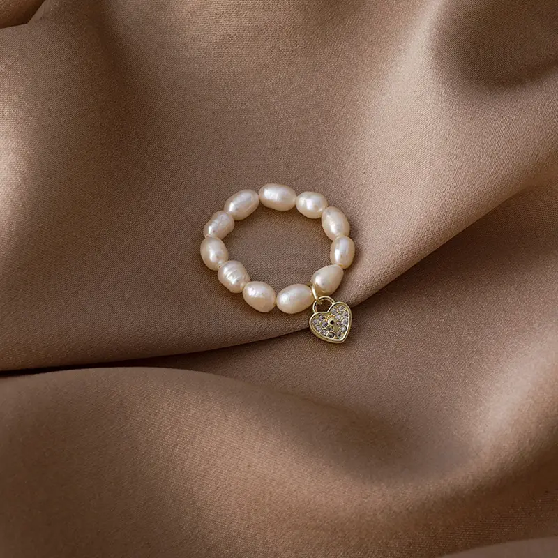 Freshwater Pearl Ring Fashion Exquisite Star Love Heart Pearl Rings for Women Wedding Party Jewelry Sweet Accessories Girls Gift