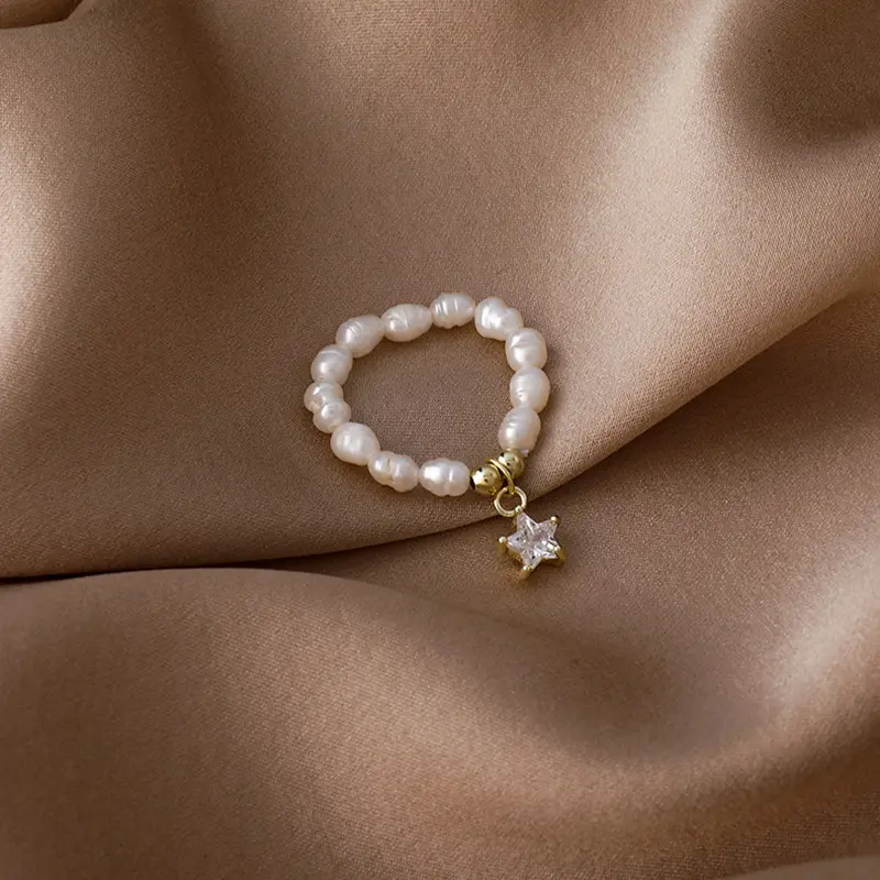 Freshwater Pearl Ring Fashion Exquisite Star Love Heart Pearl Rings for Women Wedding Party Jewelry Sweet Accessories Girls Gift