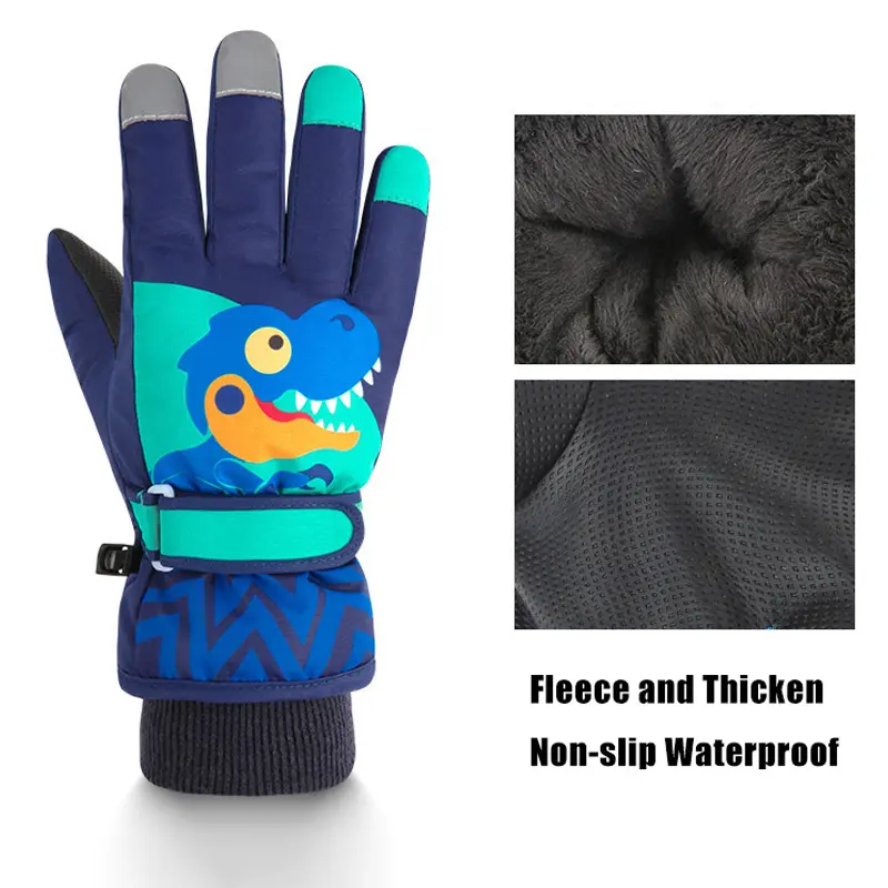Children's Ski Gloves Kids Windproof Gloves Plus Velvet Mittens Winter Warm Thick Snowboard Snow Gloves Skiing Riding Boy Mitten