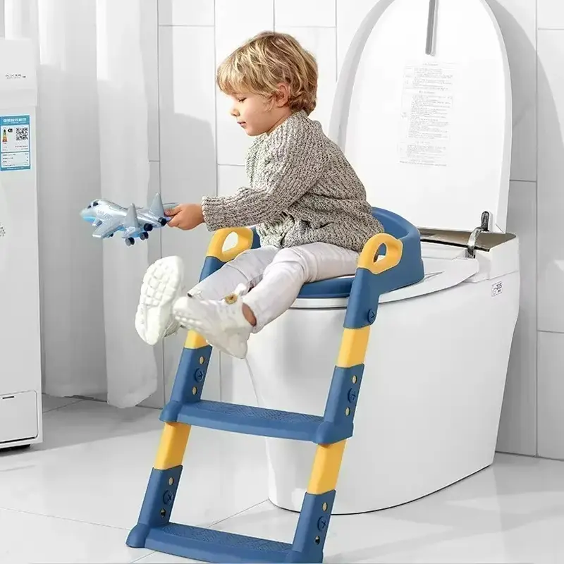 Baby Potty Chair Foldable Children Toilet Rack Step Foot Stool Stair Style Seat Adjustable Kids Training Potty Ladder with Mat