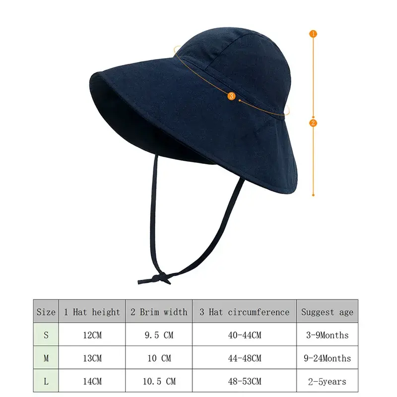 Spring Baby Hat for Girls Boys Cotton Linen Big Brim Caps Summer Kids Bucket Hats Breathable Outdoor Beach Travel Kids Cap 2M-4Y