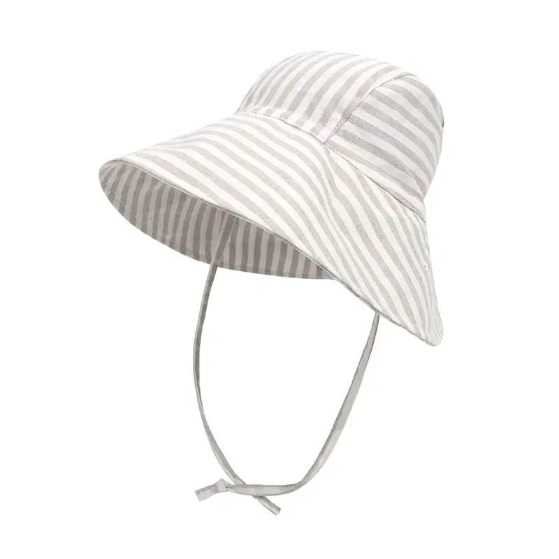 Spring Baby Hat for Girls Boys Cotton Linen Big Brim Caps Summer Kids Bucket Hats Breathable Outdoor Beach Travel Kids Cap 2M-4Y