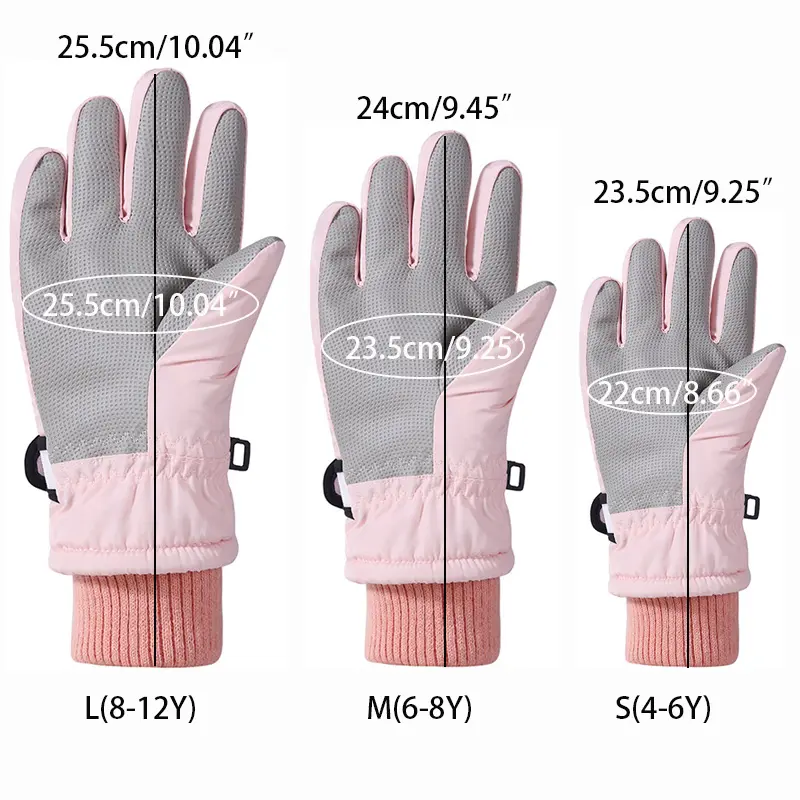Winter Ski Gloves for Children Windproof Thickened Five-Finger Gloves Cartoon Printed Boys Girls Snow Warm Accessories 4-12Years