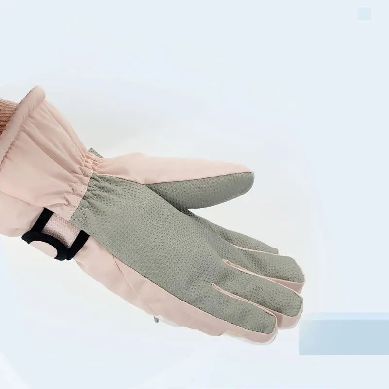 Winter Ski Gloves for Children Windproof Thickened Five-Finger Gloves Cartoon Printed Boys Girls Snow Warm Accessories 4-12Years