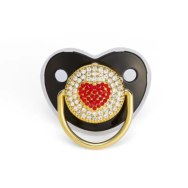Baby Pacifiers with Lid Bling Heart Rhinestone Luxury Pacifier Infant Soother Teether Silicone Dummy Nipple Newborn Shower