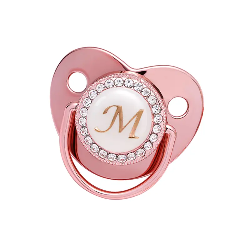 Name Initial Letters Pacifier Newborn Baby Girls Boys Bling Rose Gold Silicone Pacifiers BPA Free Toddler Infant Dummy Nipple