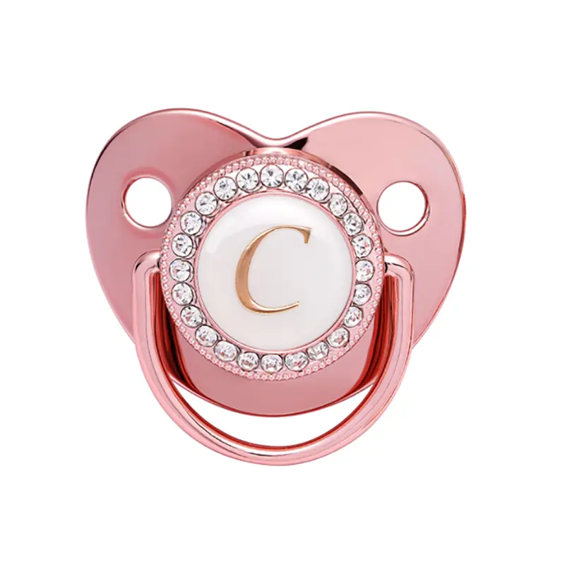 Name Initial Letters Pacifier Newborn Baby Girls Boys Bling Rose Gold Silicone Pacifiers BPA Free Toddler Infant Dummy Nipple