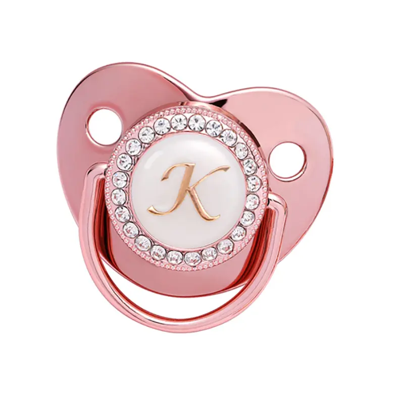 Name Initial Letters Pacifier Newborn Baby Girls Boys Bling Rose Gold Silicone Pacifiers BPA Free Toddler Infant Dummy Nipple