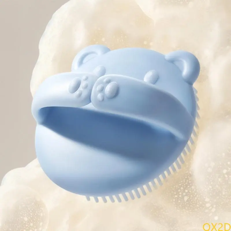 Soft Silicone Baby Hair Brush with Gentle Bristles for Infant Scalp Massage and Bath Time Comfort Lovely Bear Design
