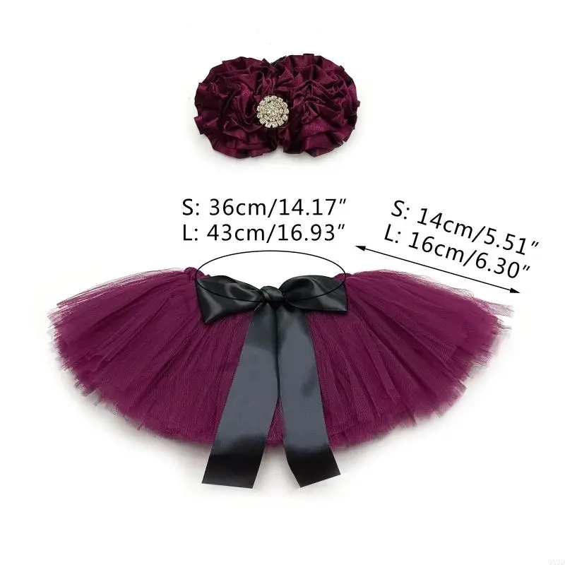 2Pcs Newborn Photography Props Outfit Baby Tulle Skirts Headband Pettiskirt