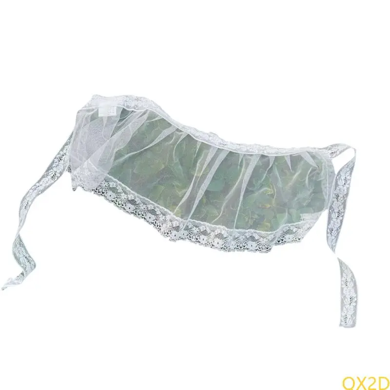 Girls Decorative Apron Princess Stackable Short Skirt Lace Lace-Up Bottom Apron