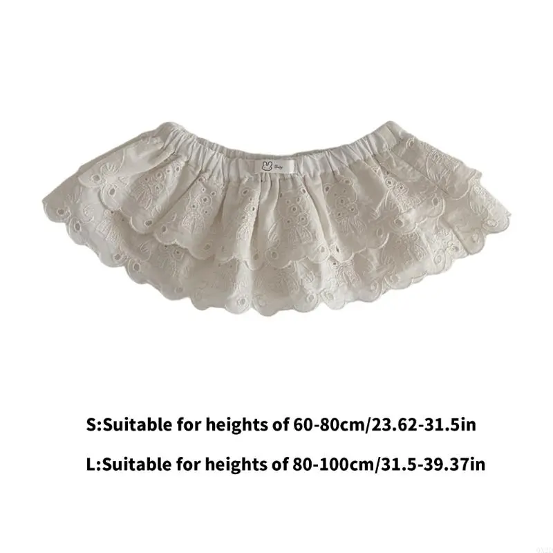 QX2D Pleated Mini Princess Skirt Lace Embroidered Skirt Newborn Tulle Skirt for Girls Cotton Costume Kids Toddler Tulle Skirt