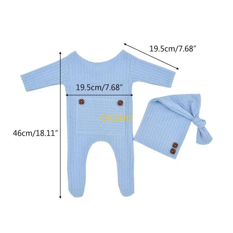 Knitted Jumpsuit Long Tail for Head Wrap Turban Beanie Cap Headwear Bonnet Crochet Costume Gift Baby Boy Girl Romper Hat