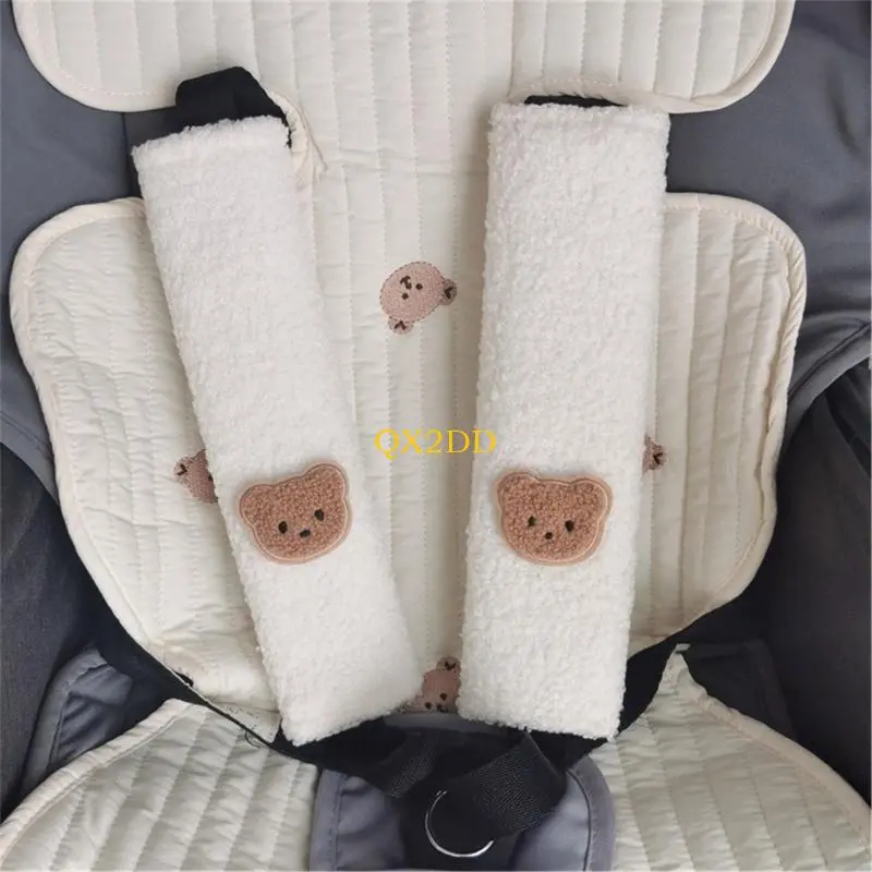 QX2D Kids Car Belt Shoulder Guard Wear Protective Case with Bear Rabbit Pattern Gift
