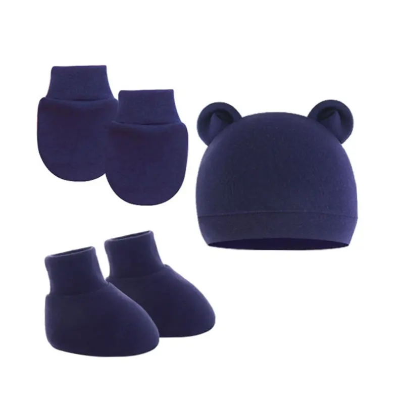 Baby Ears Newborn Hats Mittens and Socks Set for Boys Girls Beanie Hat 0-6 Month Baby Stuff (Pack of 3) Dropshipping