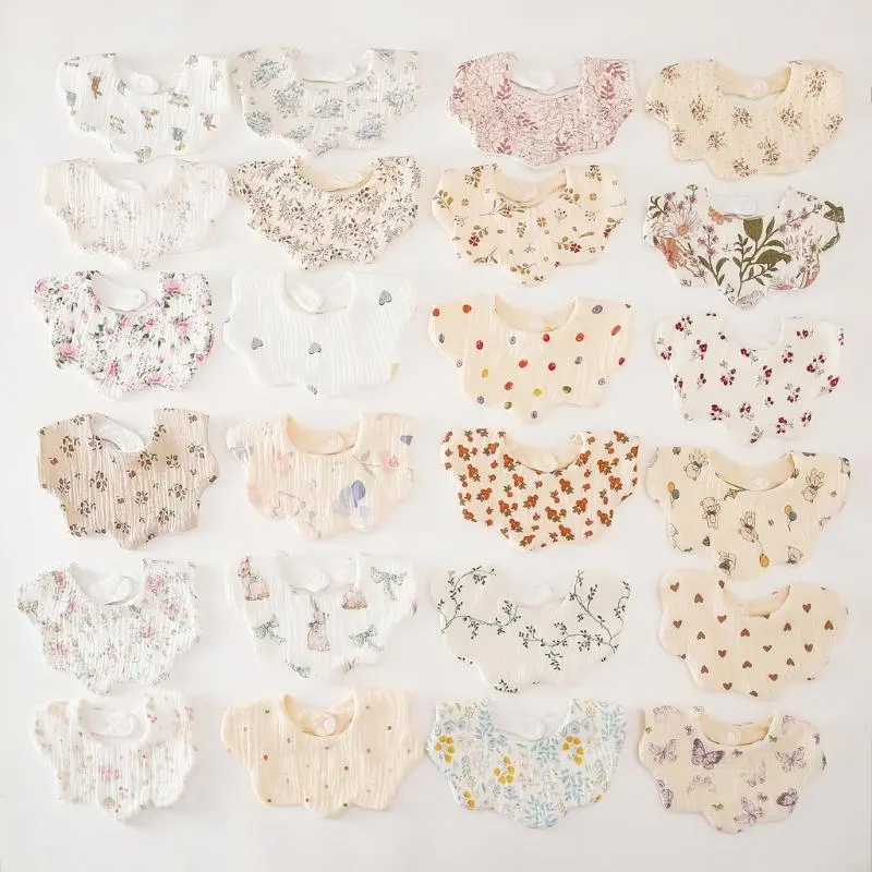 QX2D Baby Bib Unisex Cotton Bandana Bib 6 Layer Newborn Bib Baby Feeding Bib Lovely for Drooling & Teething Infants
