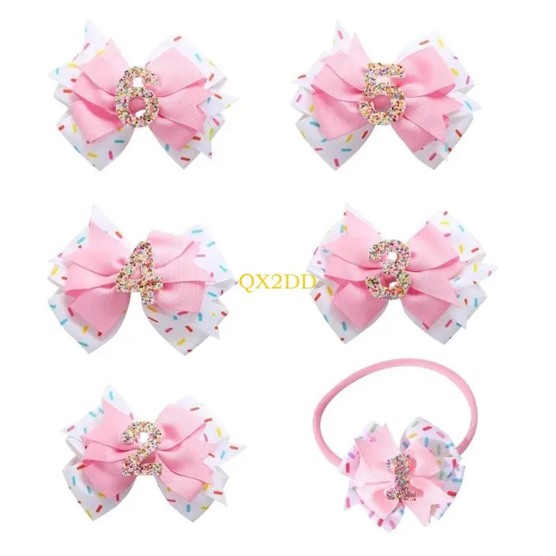 QX2D Bowknot Headwear/Hair Pin Hair Accessory for Girls 1-6T Adjustable Birthday Headdress for Special Occasion