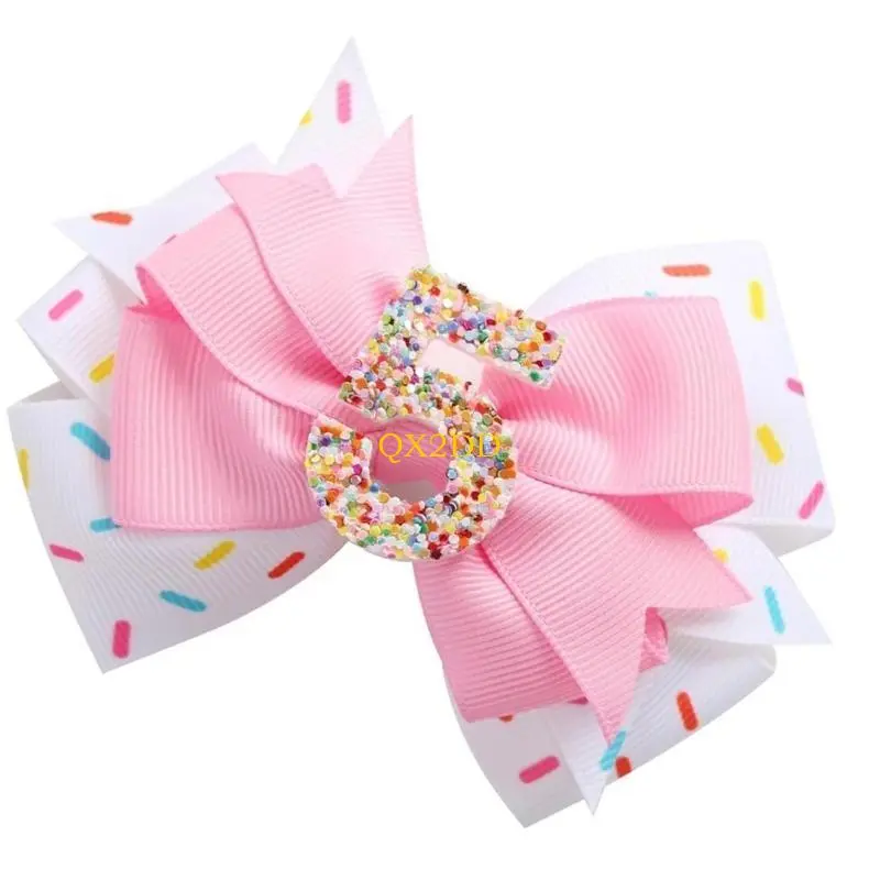 QX2D Bowknot Headwear/Hair Pin Hair Accessory for Girls 1-6T Adjustable Birthday Headdress for Special Occasion