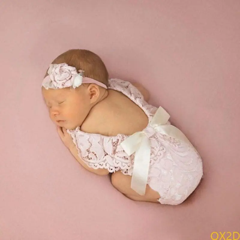 Infants Girl Princess Clothing Flower Hair Band Headdress Vest Bodysuits Outfits