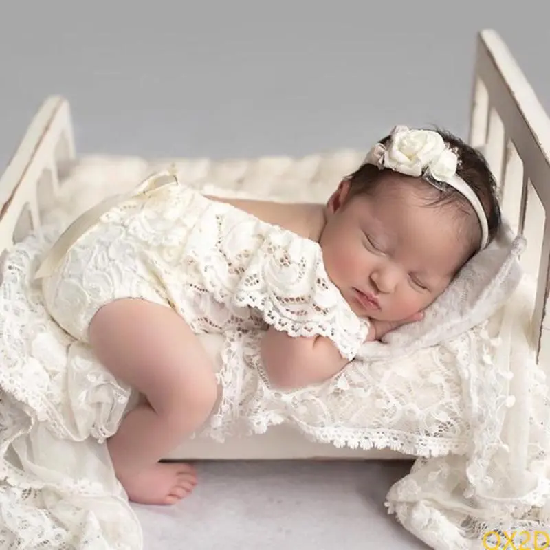 Infants Girl Princess Clothing Flower Hair Band Headdress Vest Bodysuits Outfits