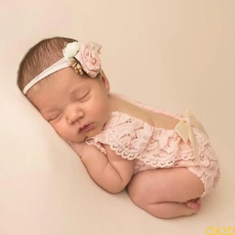 Infants Girl Princess Clothing Flower Hair Band Headdress Vest Bodysuits Outfits