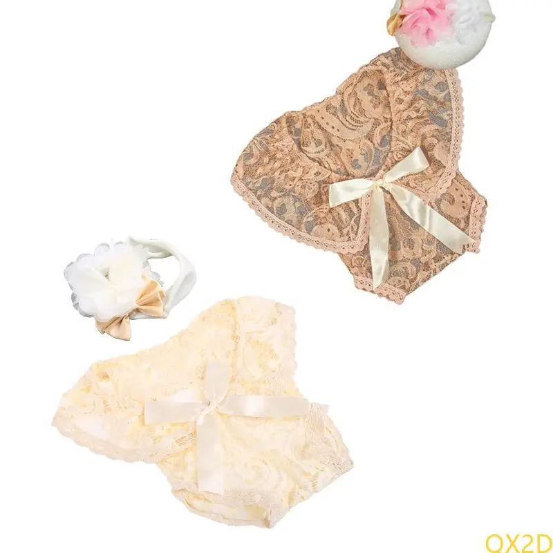 Infants Girl Princess Clothing Flower Hair Band Headdress Vest Bodysuits Outfits