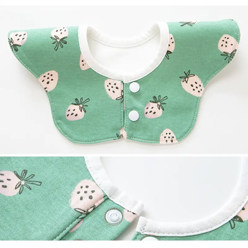 Cartoon Printed Baby Bib Round Petal Cotton Saliva Towel Waterproof Breathable Apron Newborn 360 Degree Rotation Bandana