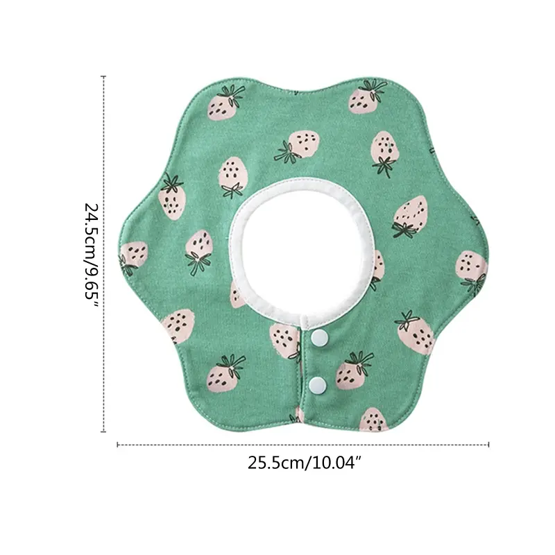 Cartoon Printed Baby Bib Round Petal Cotton Saliva Towel Waterproof Breathable Apron Newborn 360 Degree Rotation Bandana