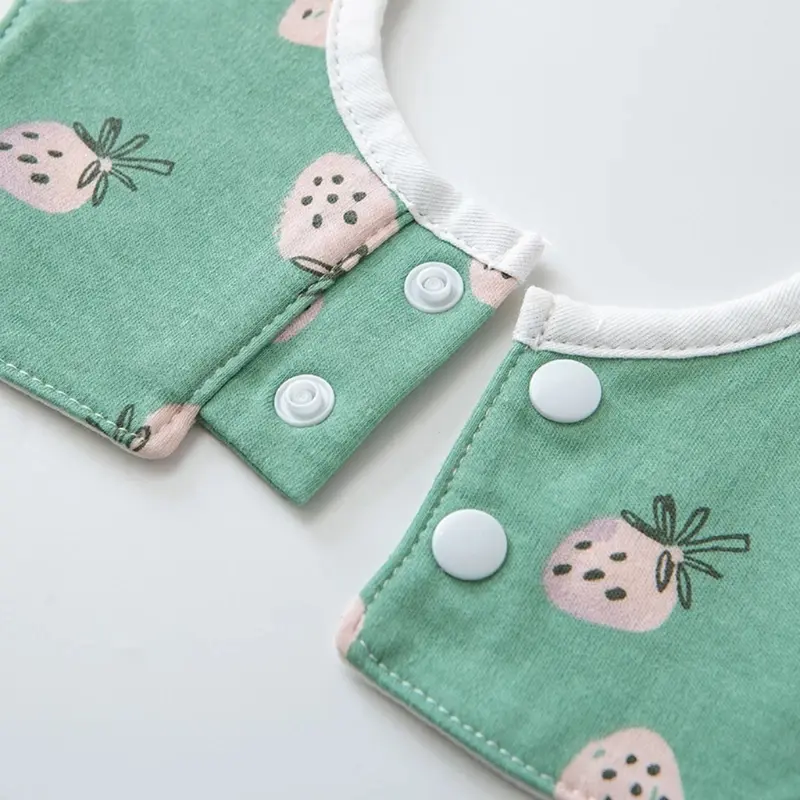 Cartoon Printed Baby Bib Round Petal Cotton Saliva Towel Waterproof Breathable Apron Newborn 360 Degree Rotation Bandana
