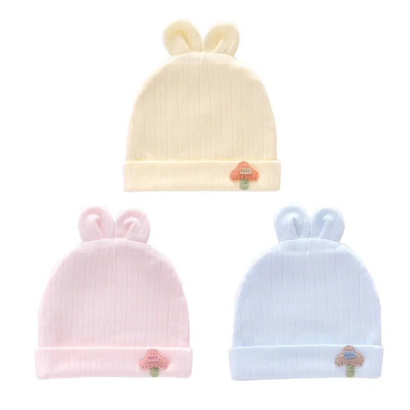 Beanie Cap Cotton Hospital Cap Soft Nursing Hats Shower Gift for Boys Girls 0-6M QX2D